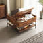 Table basse à plateau relevable 31,5 po avec rangement - finition noyer foncé, compartiment caché et tablettes ouvertes