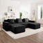 Canapé modulaire modulaire à 3 places en forme de U sans os, canapé modulaire Cloud avec assise profonde, canapé modulaire moderne à 3 places avec coussins décoratifs et 2 repose-pieds amovibles, tissu en velours côtelé-1681413374-1681413375