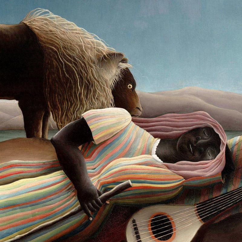 " The Sleeping Gypsy, 1897 " by Henri Rousseau, 34.75" H x 49.25" W x 1.875" D