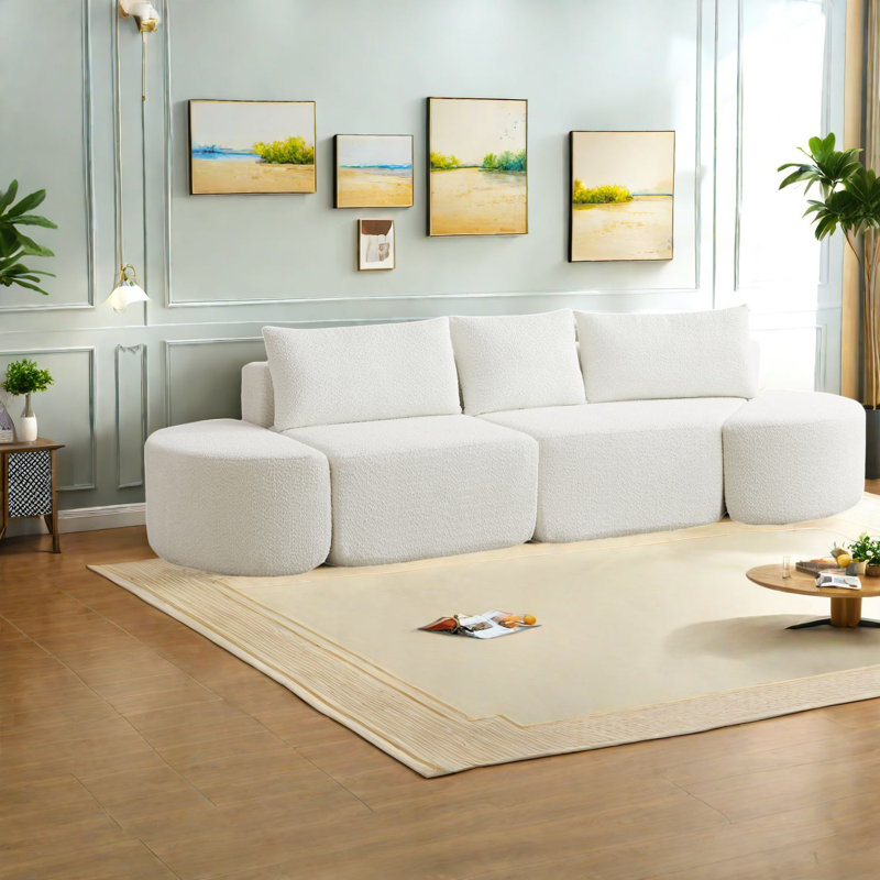 Versatile Modular Chenille Sofas, Space-saving Beige Set For Home
