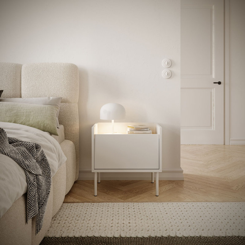 48.2cm W Manufactured Wood Bedside Table, White