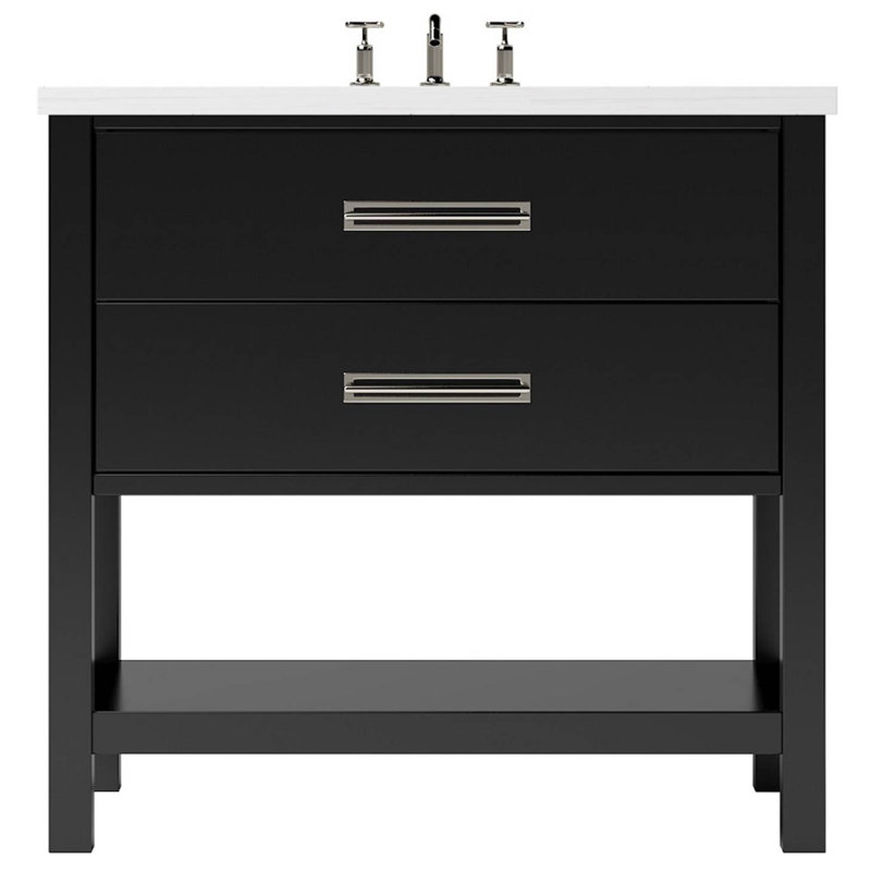 Kiawah Two-Drawer Single Bath Vanity, Noir, Satin Nickel, 48"