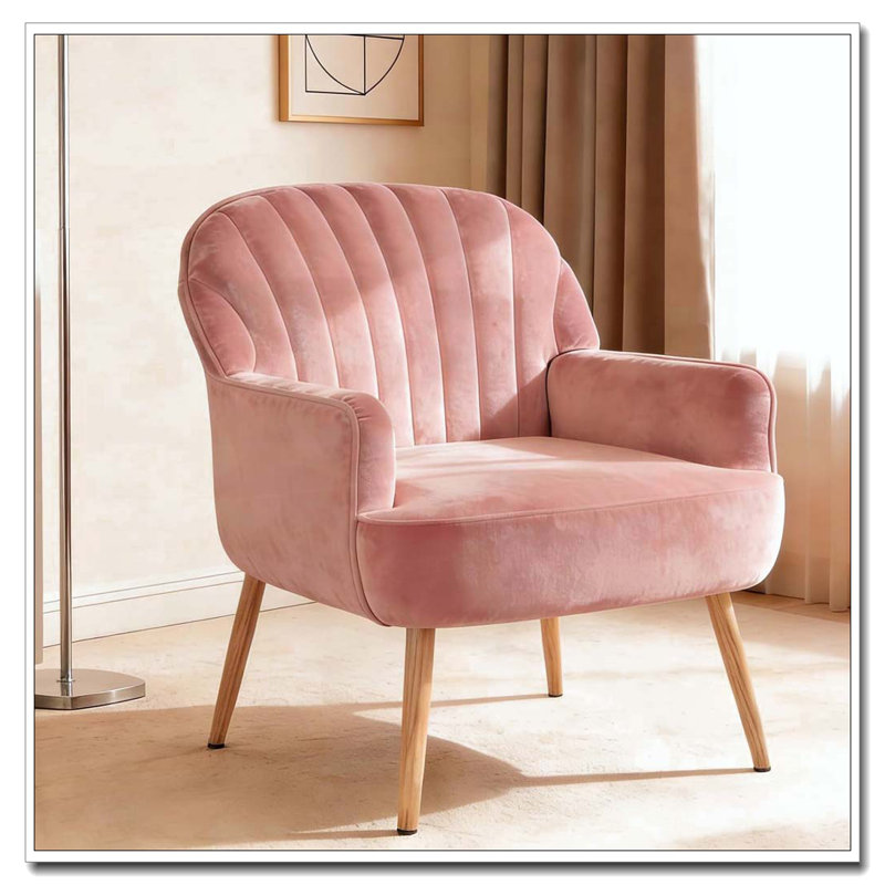 Fauteuil d'appoint en velours, chaises de salon rembourrées modernes, Rose