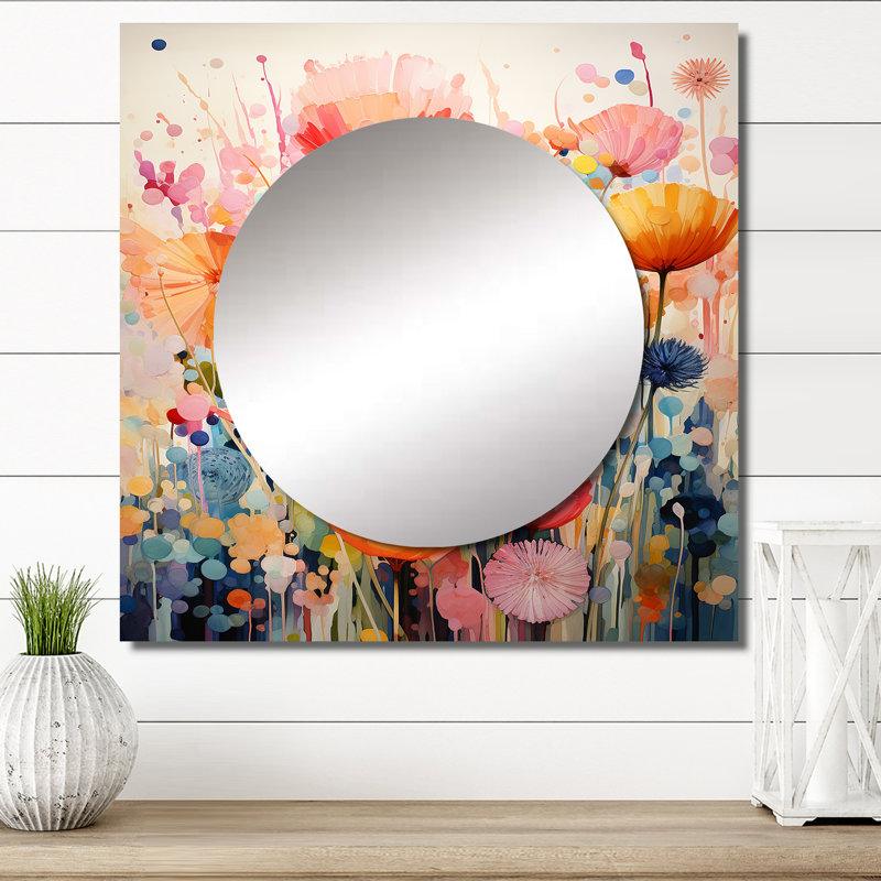 Frazey - Grand miroir carré abstrait pour décoration murale, 23 po x 23 po