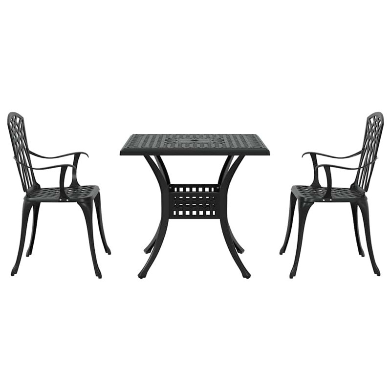 2 - Person Patio Dining Set with Square Table, Black