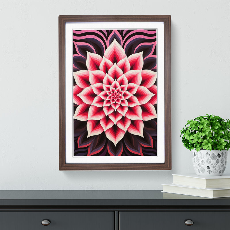 Lotus Flower Op No.3 - Single Picture Frame Print on Wood, Walnut Framed, 34cm H x 25cm W x 2cm D