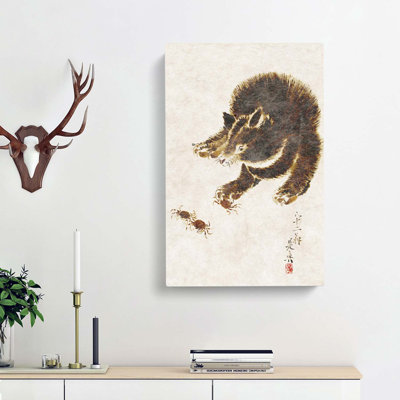 Bear and Crabs by Shibata Zeshin - Wrapped Canvas