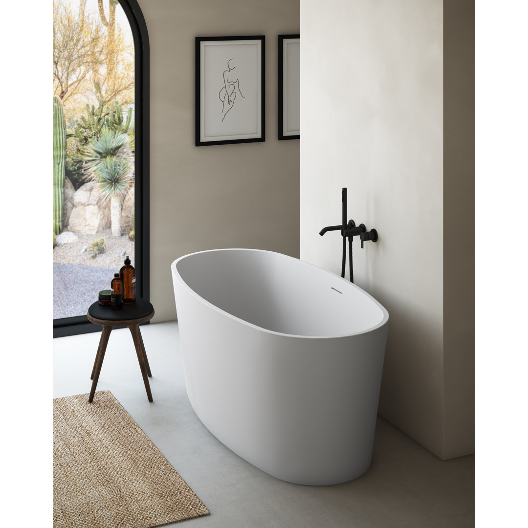 Ove 59.25" x 30” Freestanding Soaking Solid Surface Bathtub with Wetmar Bio Wetstyle 