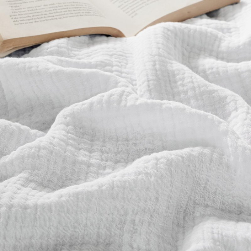 Bedsure 100% Cotton Muslin Blanket, 4-Layer Lightweight Summer Blanket for Dorm, Couch & Everyday Comfort, 200 GSM, Teal