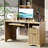 Labelle 55Inch Fluted Executive Desk with Power Outlet, Modern Computer Writing Desks with File Drawers, Home Office Desk with Keyboard Tray and Open Storage Compartment-771926578