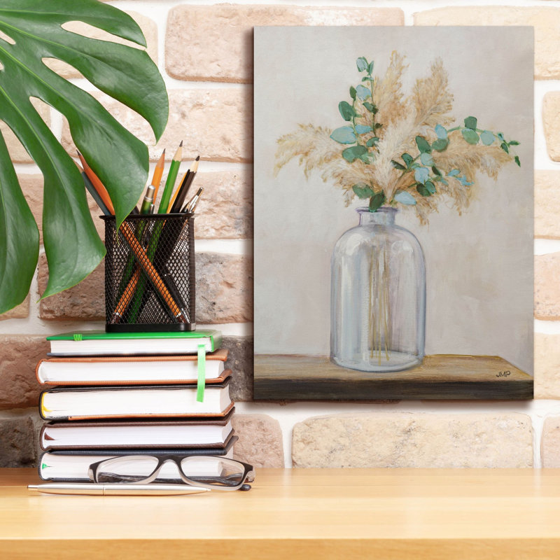«Pampas and Eucalyptus Bouquet» par Julia Purinton, art mural sur toile, H 16 po x l 12 po x P 0,75 po