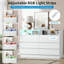 Commode double moderne 6 tiroirs avec prise de courant, lumière DEL, station de charge-1452227210