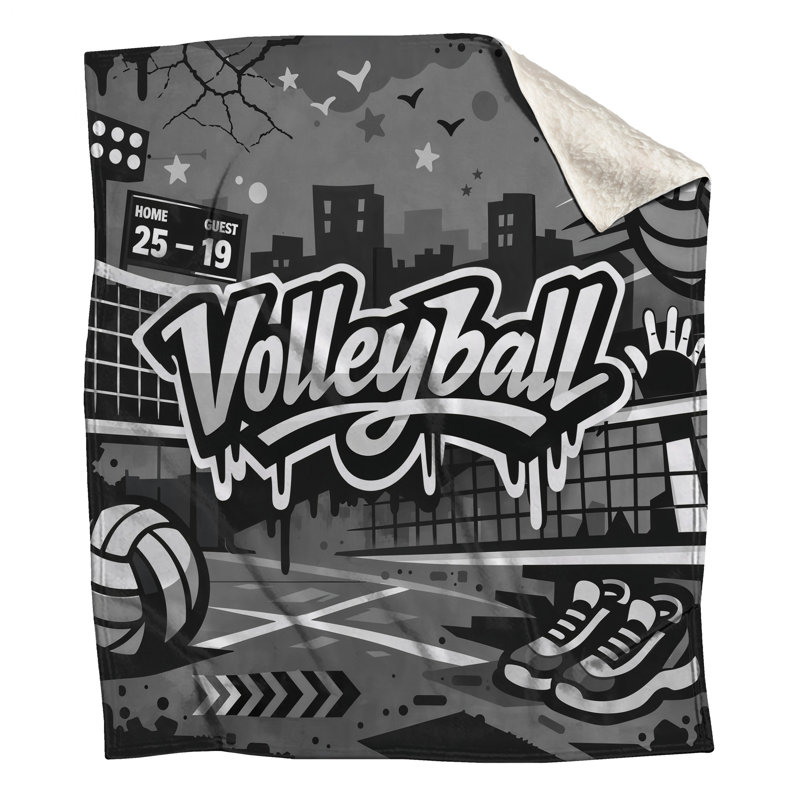 Graffiti Volleyball Scene Blankets, 50in W x 60in H