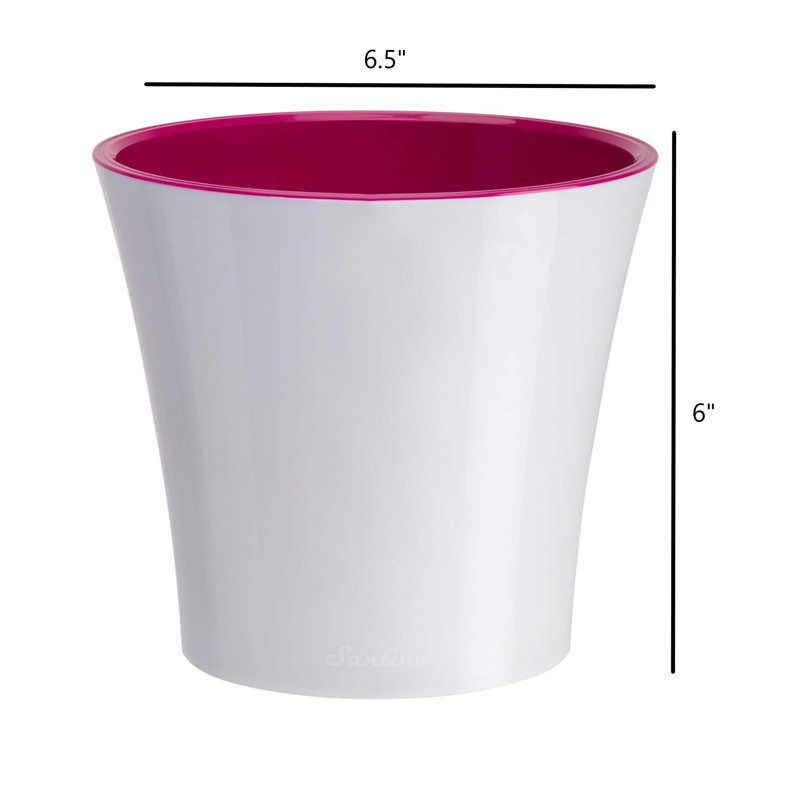 Lilabai Pot Planter, White/Pink, 6" H x 6.5" W x 6.5" D