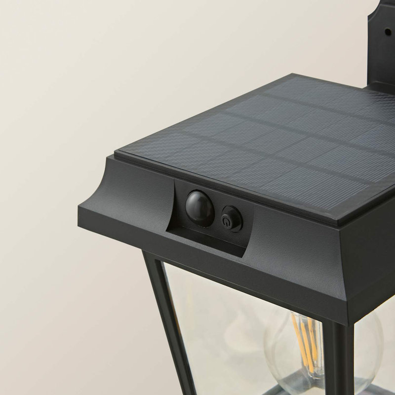 Matte Black 21.5cm H Solar Powered Integrated LED Outdoor Wall Lantern