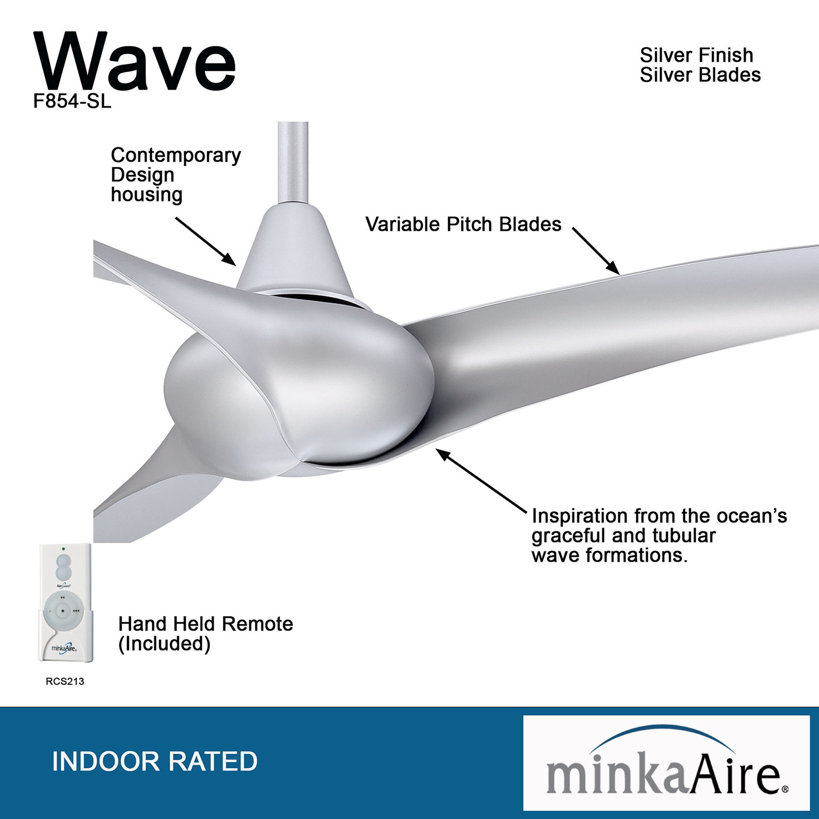 44" Ceiling Fan with LED Light Kit, Silver