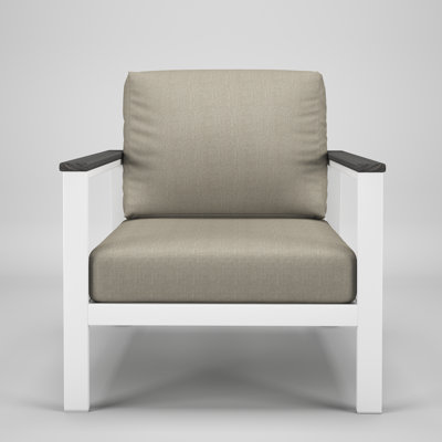Fauteuil club d'extérieur en métal avec coussin Sunbrella Weston