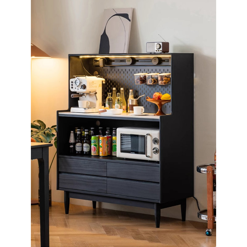 Garde-manger en bois massif 35,5 pouces avec rail d'alimentation