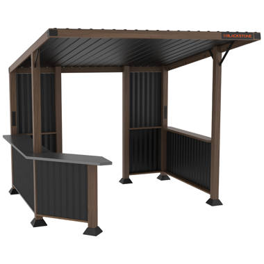 Sunjoy Wooden Grill 10 x 11 Outdoor Cedar Frame BBQ Backyard Hot Tub Gazebo  with Aluminum Hardtop and Privacy Screen A106008400 - The Home Depot