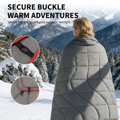 Couverture légère de camping pour l'extérieur, tapis de pique-nique imperméable de couleur unie de 79 po x 55 po avec bourre en duvet synthétique de 150 g / m², jeté de voyage en nylon pour le parc, la randonnée, la randonnée, l'olive et le gris