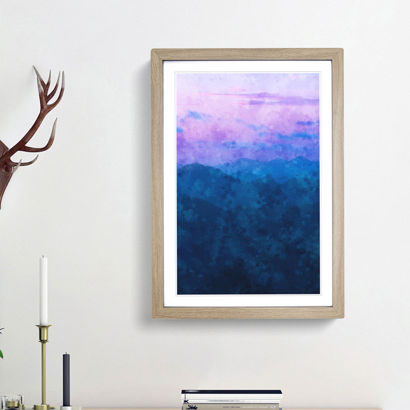 View of a Mountain Range - Picture Frame Painting Print, Oak Framed, 63cm H x 45cm W x 2cm D