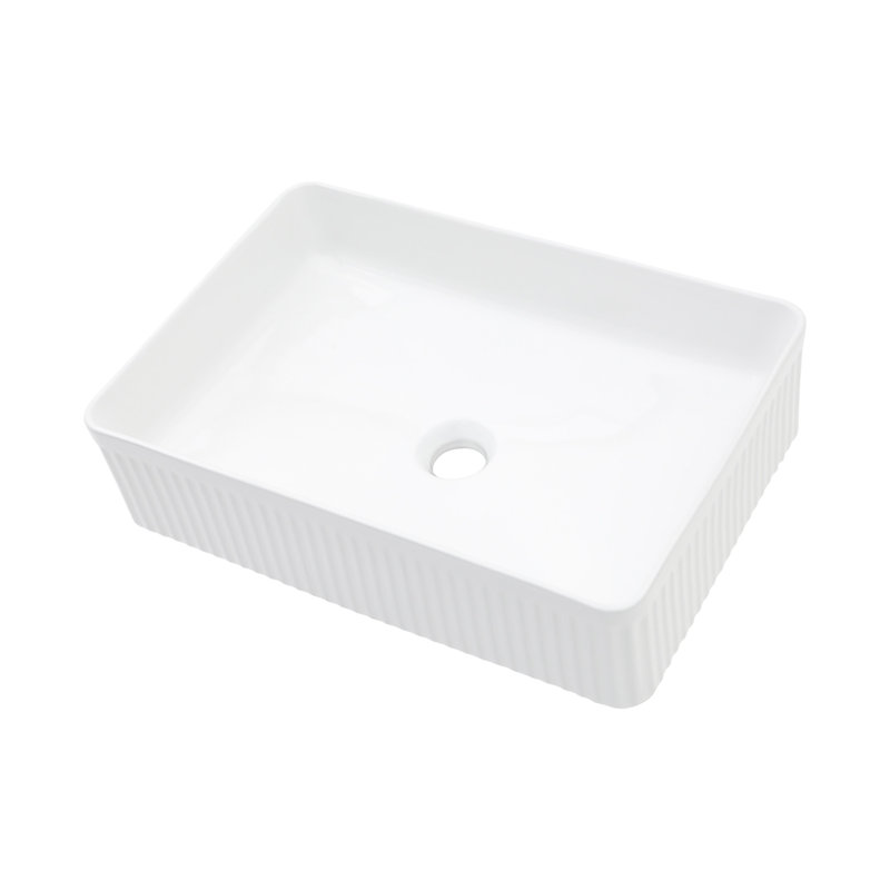 19.63"X13.69" White Ceramic Rectangular Vessel Bathroom Sink