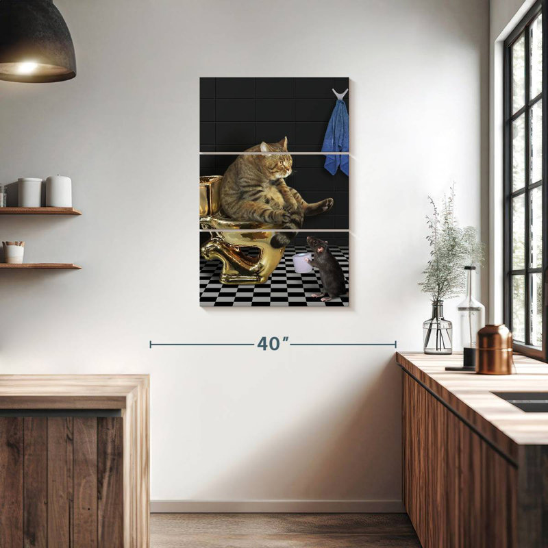 Ketti Cat And Rat Toilet Time, 38" H x 24" W