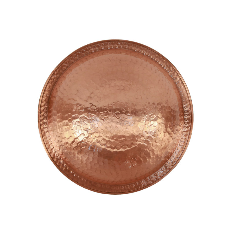 14" Hammered Polished Copper Birdbath Bowl