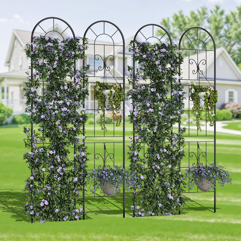 4 Pack Panels No Dig Dog Fence, 55'' Outdoor Rustproof Animal Barrier With Gate