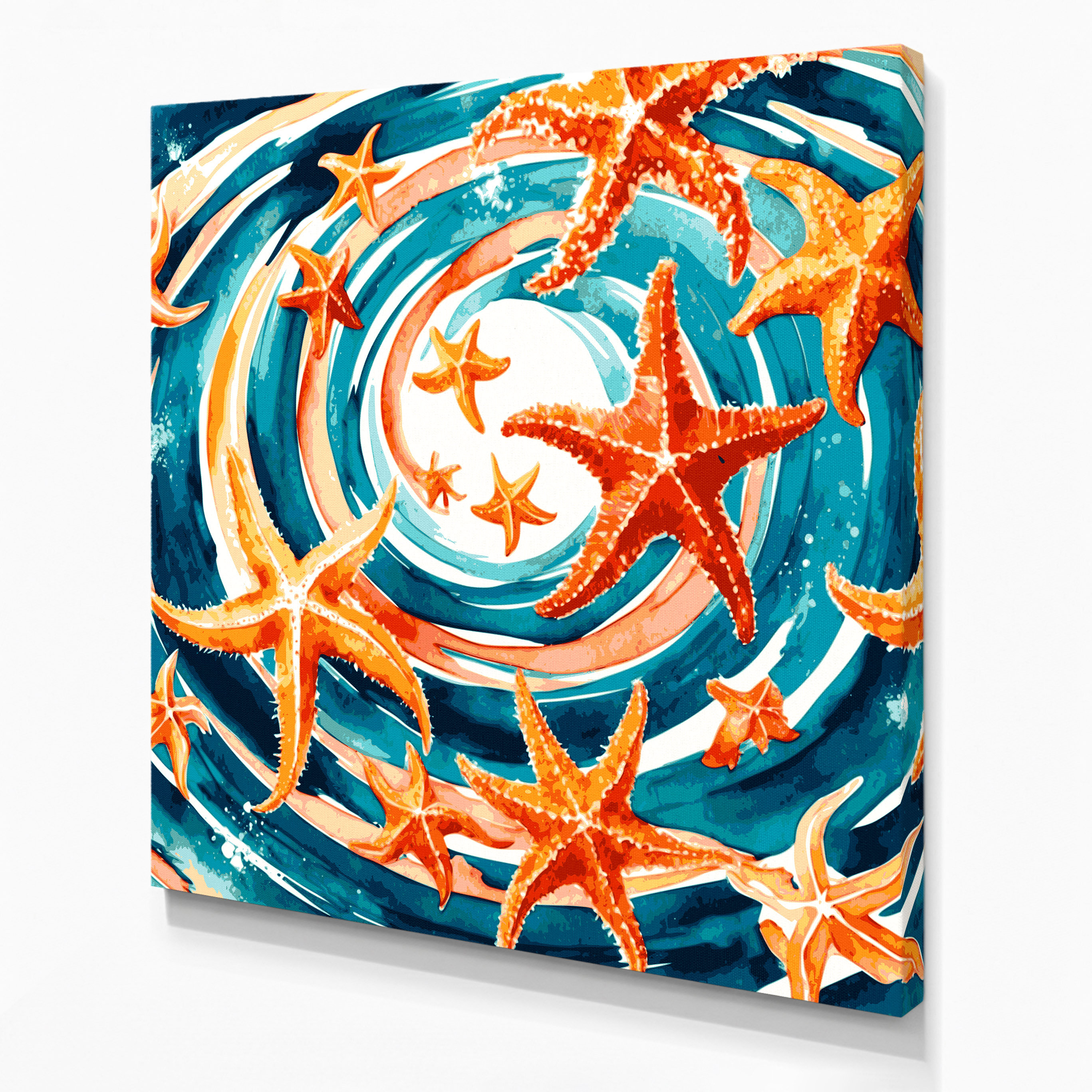 Starfish Running Latitude Run® Nautical Starfish Blue Canvas Wall Art | Wayfair