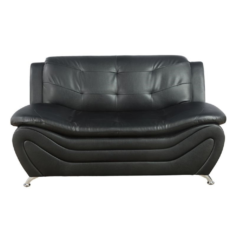 Horence 60'' Faux Leather Loveseat, Black
