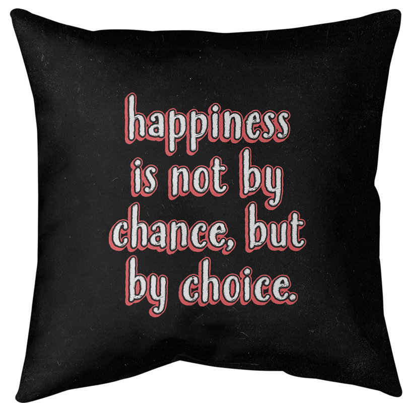 Coussin décoratif d’intérieur/d’extérieur d’inspiration de bonheur, 16 po x 1 po, Rouge
