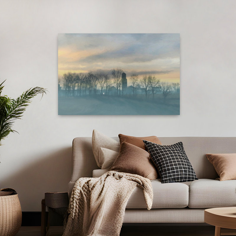 Paysage de campagne contemporain abstrait Richland, H 32 po x l 48 po