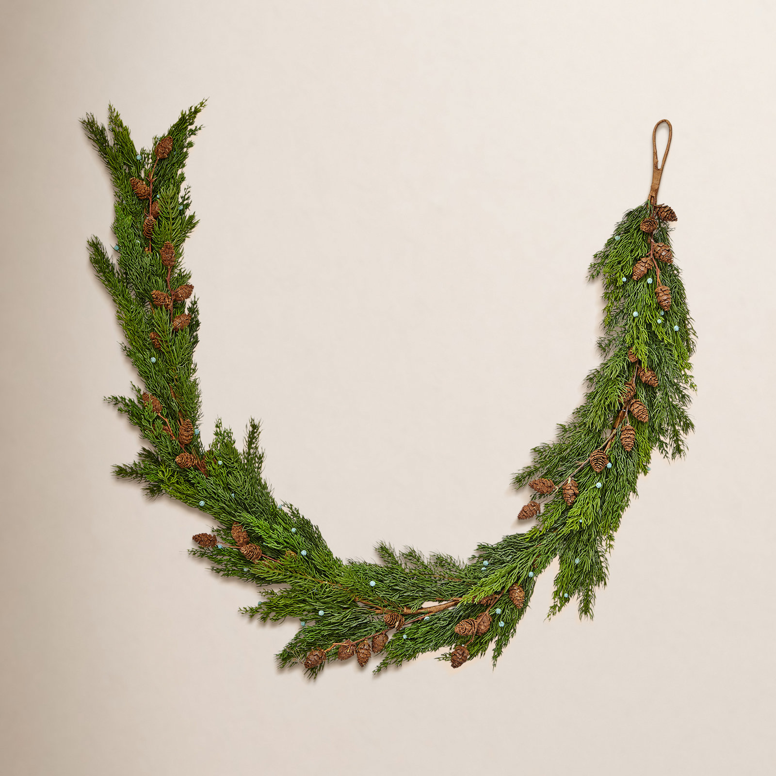 69" Faux Juniper with Seed Cone Garland