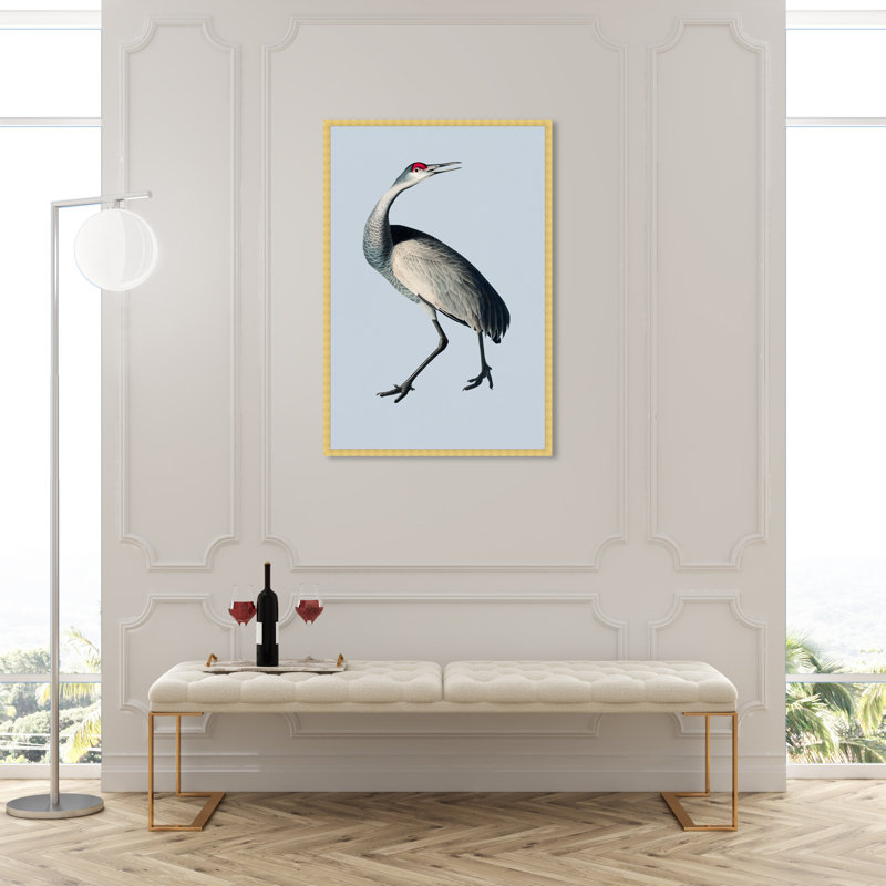 «Bird on Grey Ice» par Oliver Gal - impression encadrée, Or, H 45 po x l 30 po x P 1,5 po