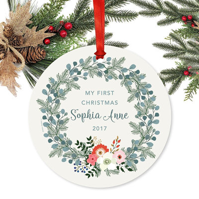 Ornement boule de noël personnalisable my first christmas 2017