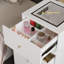 Bureau de coiffeuse avec miroir rabattable et plateau pivotant à 360 °