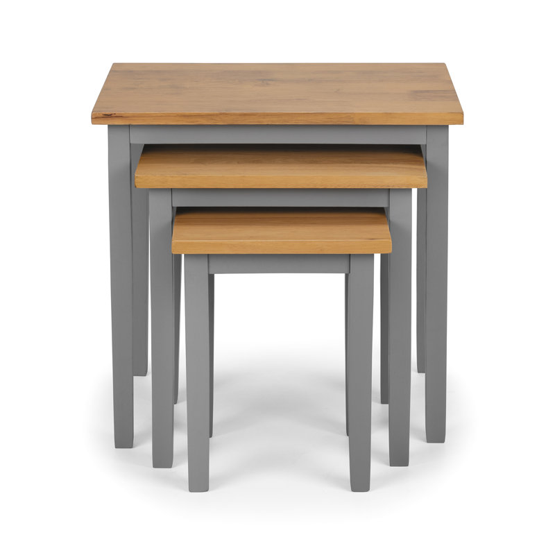 Elvina Solid Wood Nesting Tables, Oak/Grey