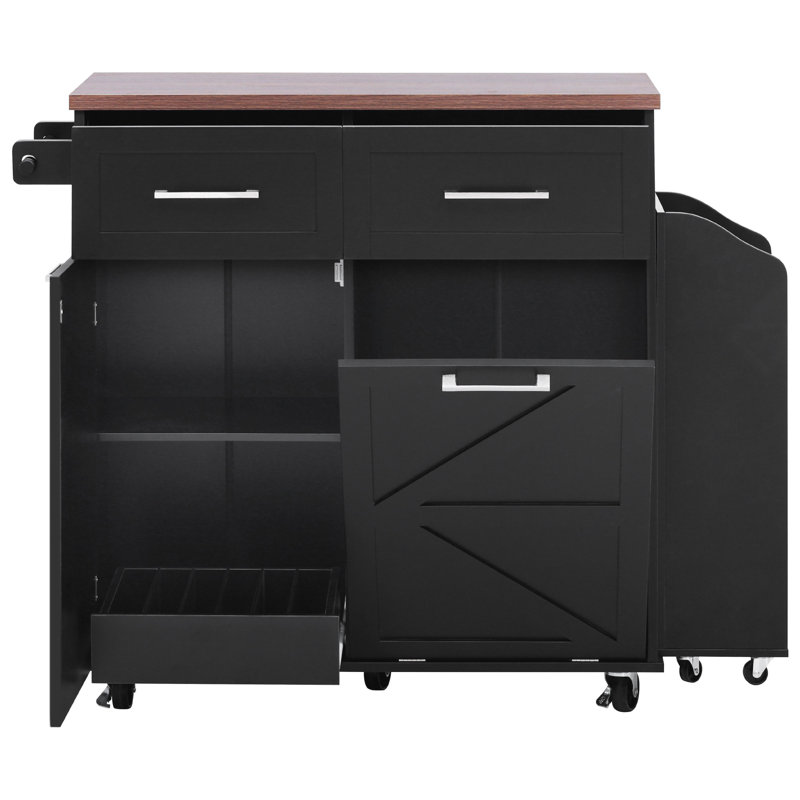 47.2" Farmhouse Kitchen Island With Drop Leaf