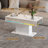 Modern White Coffee Table, Rectangular Coffee Table with RGB Lights for Living Room