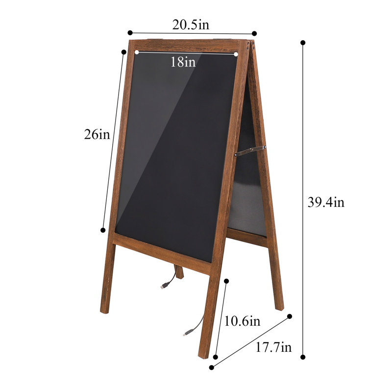 Led avec éclairage double trottoir trottoir A Cadre Chalkbaord Panneau Sandwich en bois Dryerase