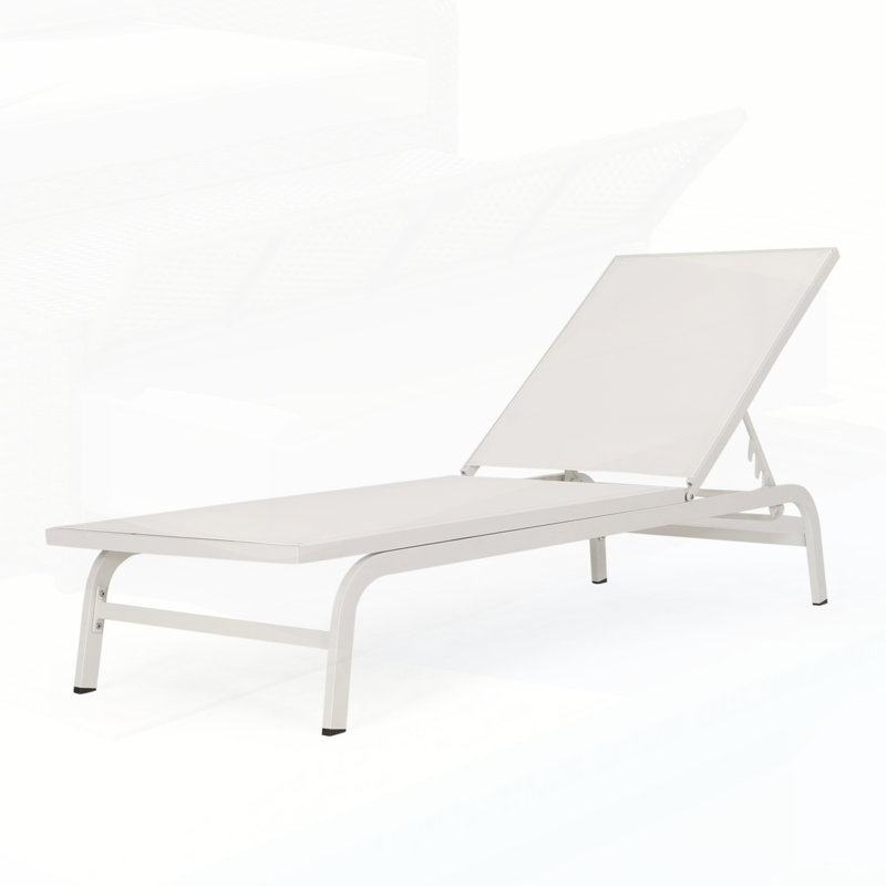 Aluminum Frame Outdoor Mesh Chaise Lounge, Perfect For Relaxation And Durability In Any Outdoor Setting, White