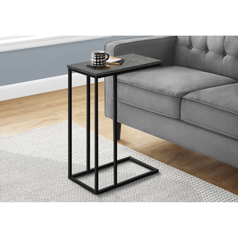 Table à collation dans le salon - stratifié gris, finition stratifiée de la pièce supérieure, base en métal noir