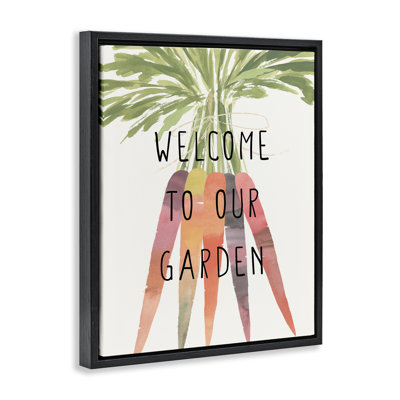  Welcome Garden with Carrots Framed Floater Canvas Wall Art by Annie Warren