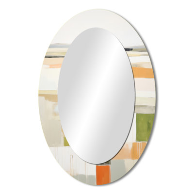 Meadow Modern Geometric Fields - Country Oval Wall Mirror