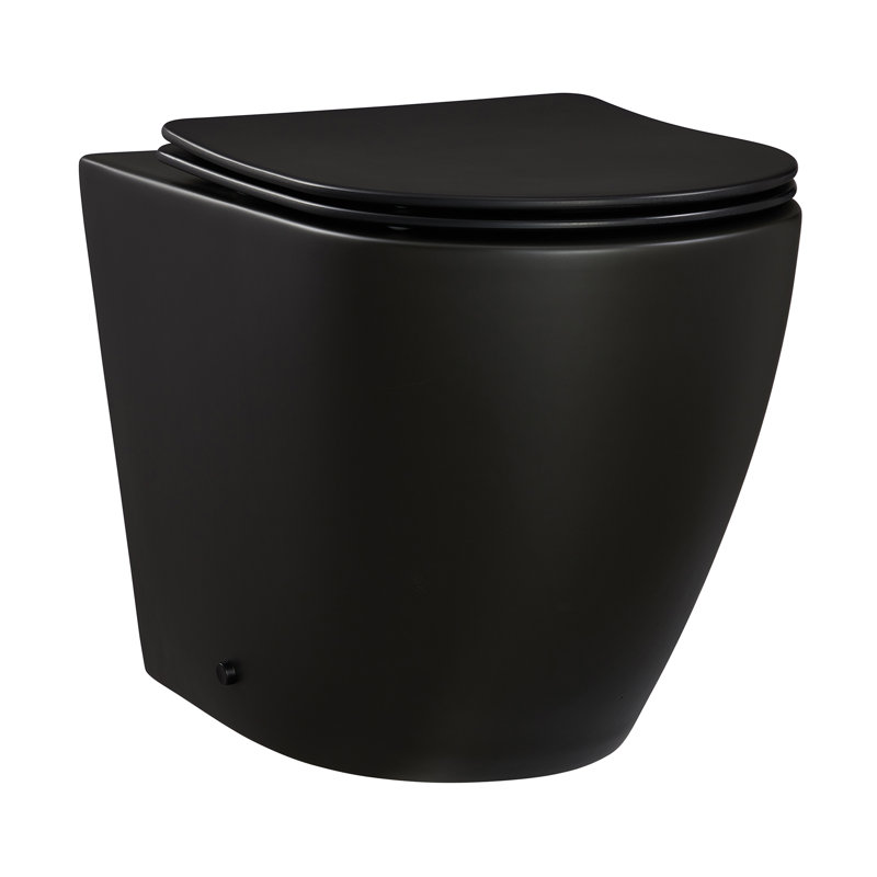 Ensemble de toilette à double paroi avec plaque de chasse 0,8 / 1,6 GPF St. Tropez, Noir mat / blanc