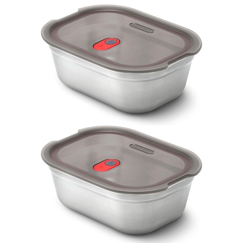 Set of 2 Steel Food Box Large 1200ml - Grey