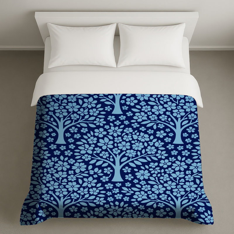 Housses de couette à motif floral bleu, Queen