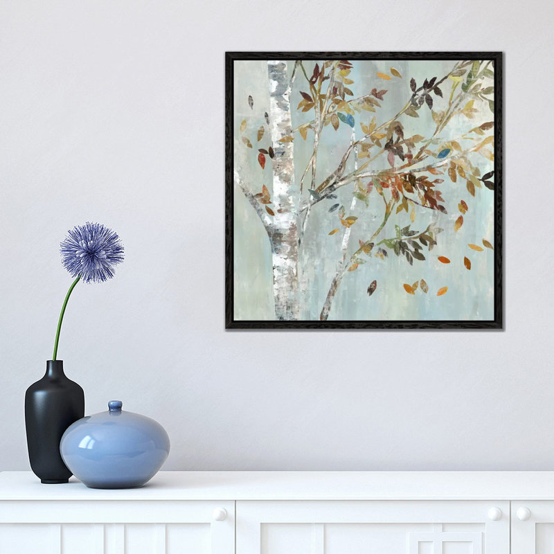 Birch With Leaves I by Allison Pearce - Wrapped Canvas Painting, 45.72 cm H x 45.72 cm W, Black Framed