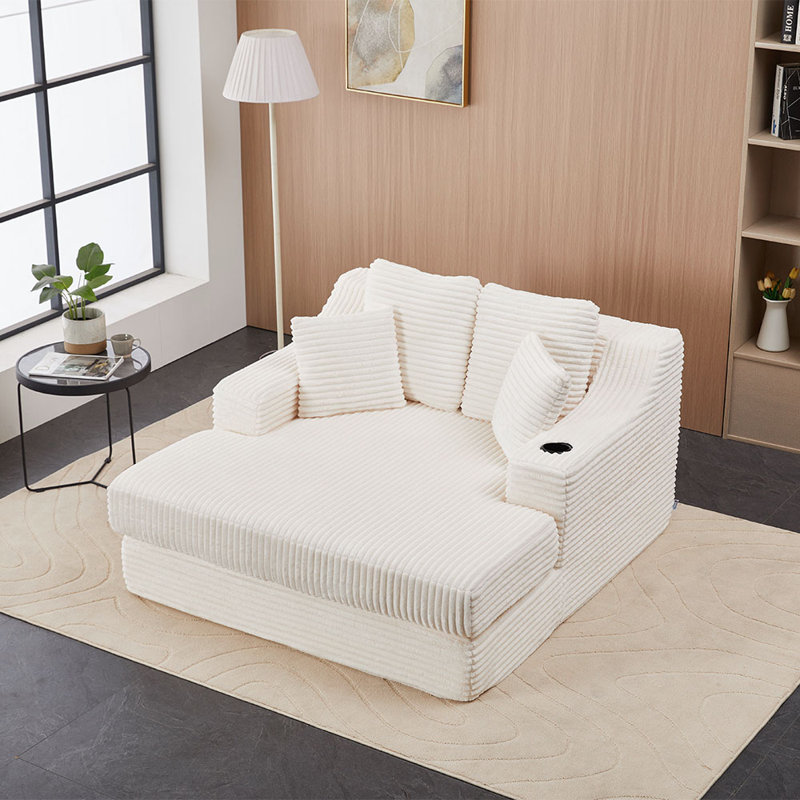 2 Seater Corduroy Sofa, White